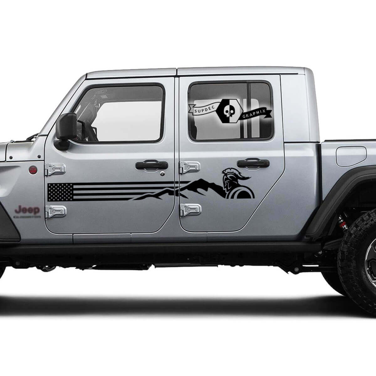 Coppia di Porte Jeep Gladiator Bandiera USA Montagne Logo Gladiator Adesivo Grafico in Vinile
