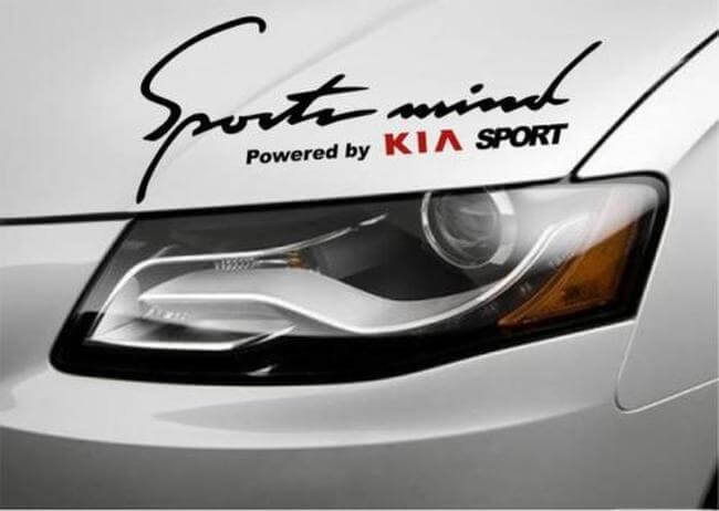 Set di Adesivi in Vinile per Cofano Sports Mind Powered by Kia per Auto Kia