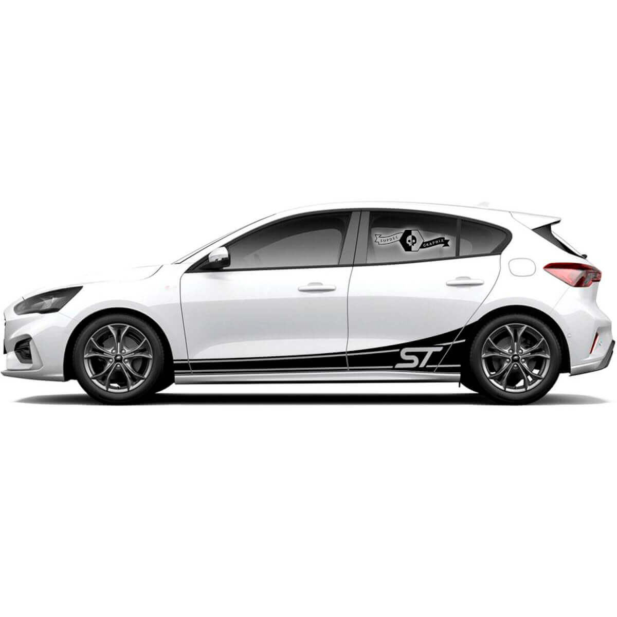 Coppia adesivi in vinile per fiancate laterali con strisce EcoBoost ST-Line per Musclecar Focus ST 2017 - 2022

