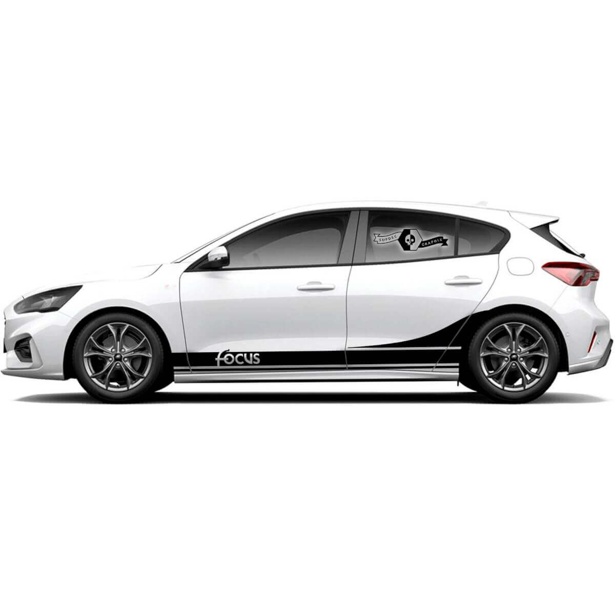 Coppia di adesivi in vinile per fiancata con striscia inclinata ST-Line EcoBoost per Ford Focus ST 2017 - 2022
