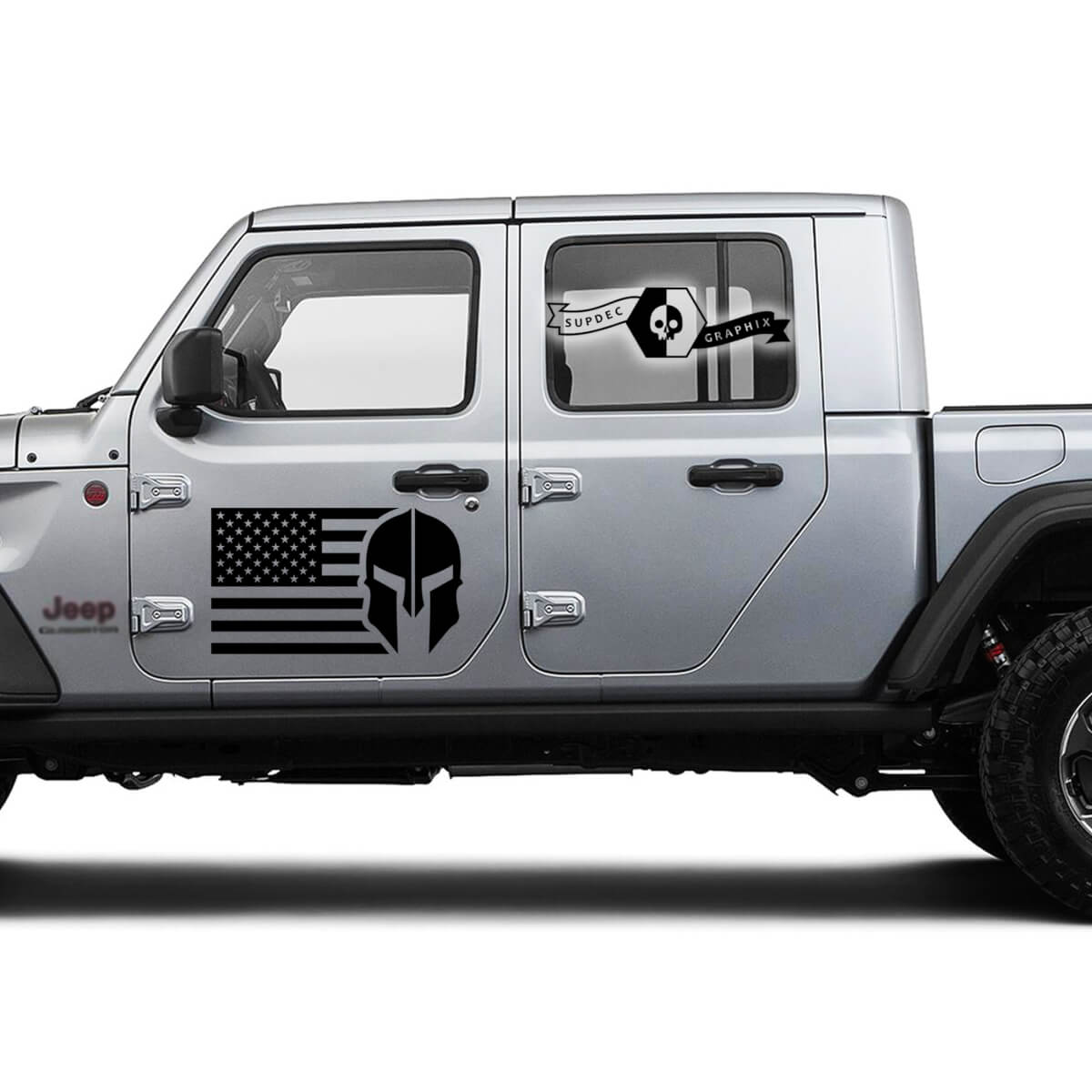 Coppia Jeep Gladiator USA Flag porta gladiatore logo in vinile adesivo per la decalcomania grafica