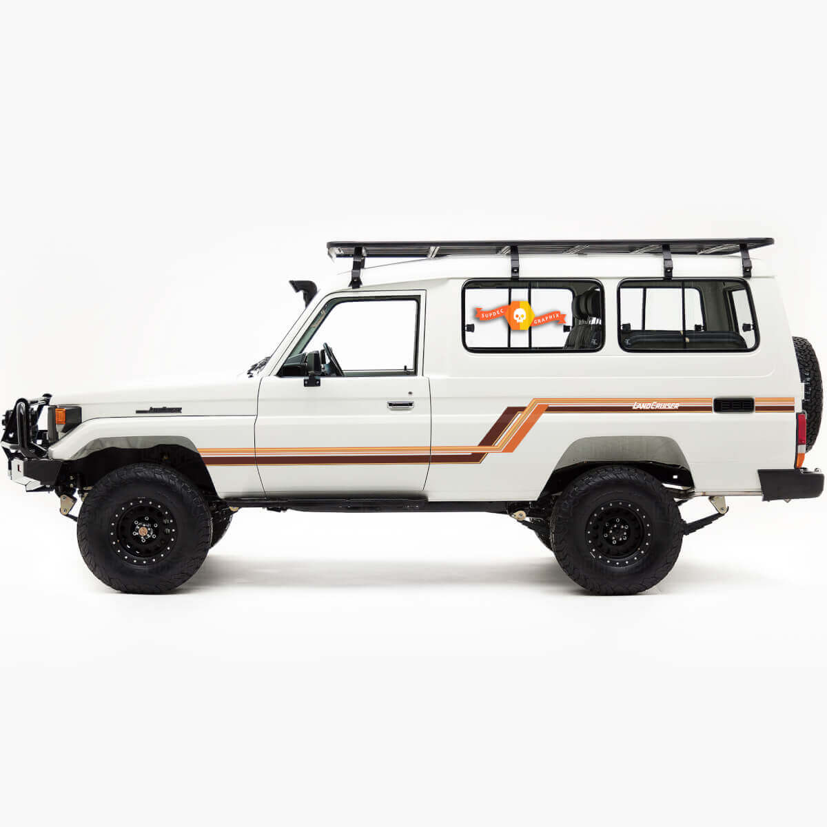 Toyota Landcruiser Troopy Land Cruiser Grafica Laterale Retrò Vecchia Scuola Strisce Vintage
