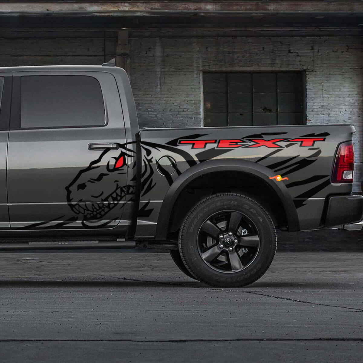 Dinosauri T-Rex Splash Porta Paraspruzzi Posteriore Laterale Adesivo Vinile Decalcomania Grafica per Dodge Ram Rebel 1500 TRX