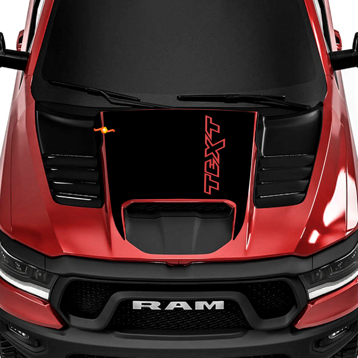 Adesivo in vinile nero opaco personalizzato per cofano Dodge Ram Rebel 1500 TRX