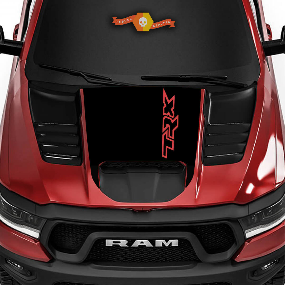 Adesivo in Vinile Stile Nero per Cofano Dodge Ram Rebel 1500 TRX
