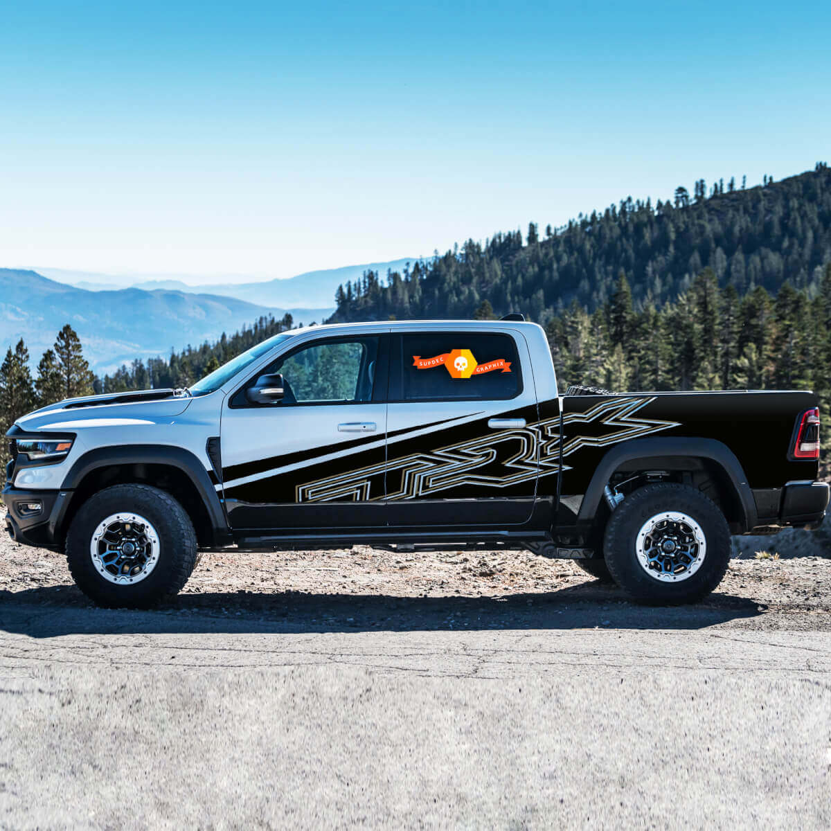 Set di adesivi laterali in vinile stile TRX per Dodge Ram 1500 Rebel/TRX