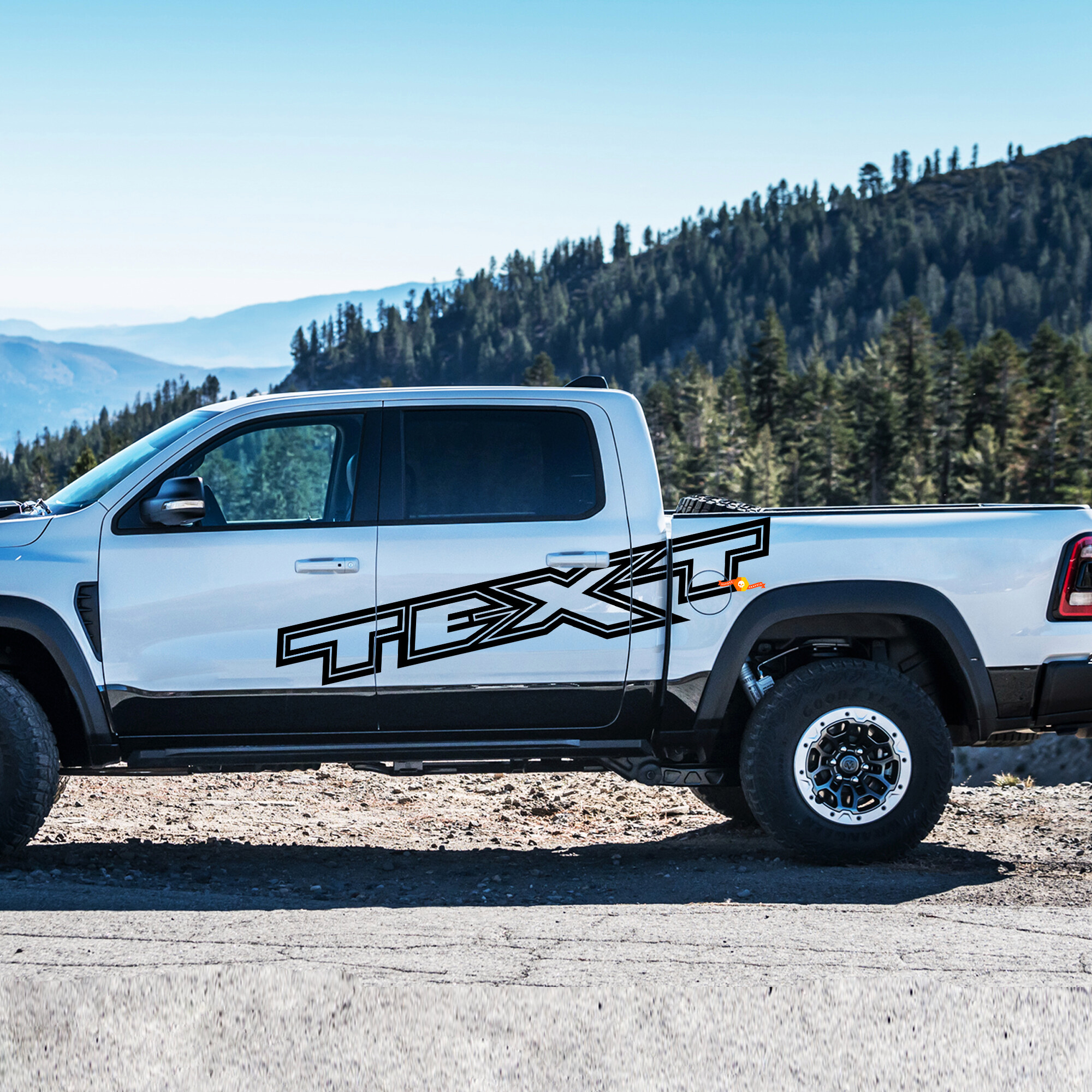 Adesivo laterale in vinile con lettere personalizzate con contorno per Dodge Ram 1500 Rebel TRX