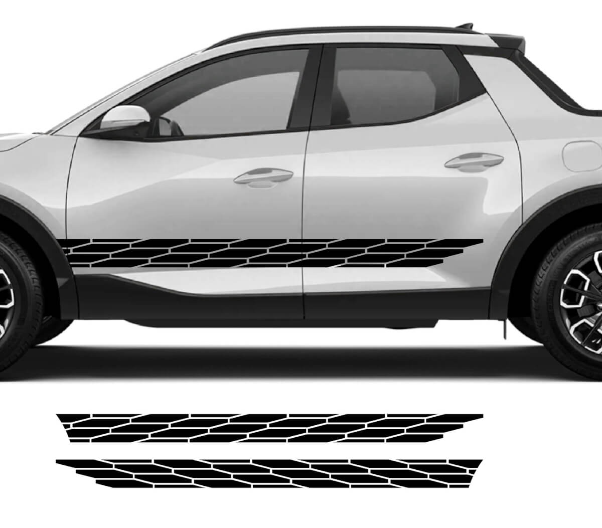 Pannello basculante geometria moderna logo laterale adesivi in ​​vinile decalcomania kit grafico adatto per Hyundai Santa Cruz
