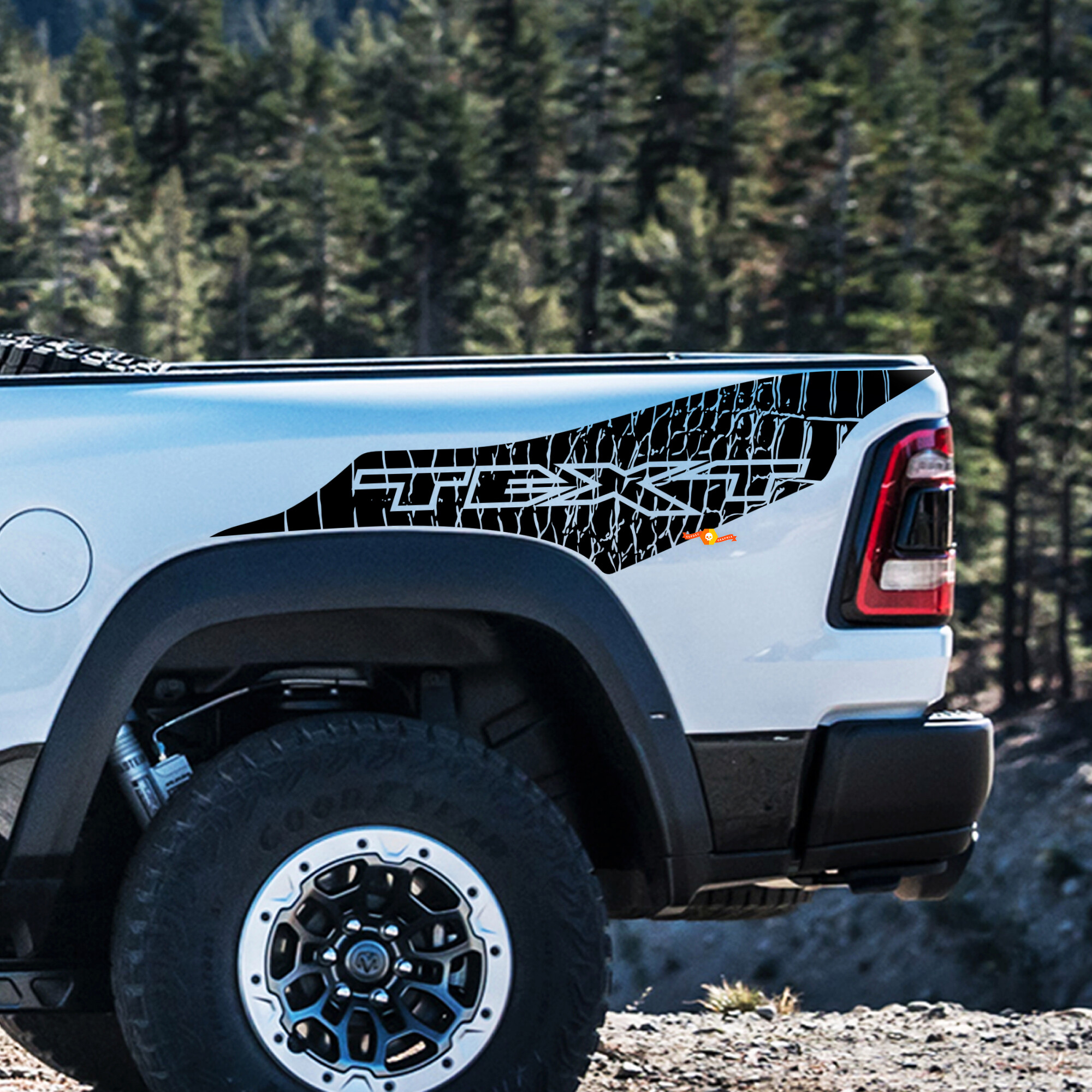 Kit di Adesivi in Vinile Testo Personalizzato Pelle di Dinosauro per Dodge Ram Rebel 1500 TRX