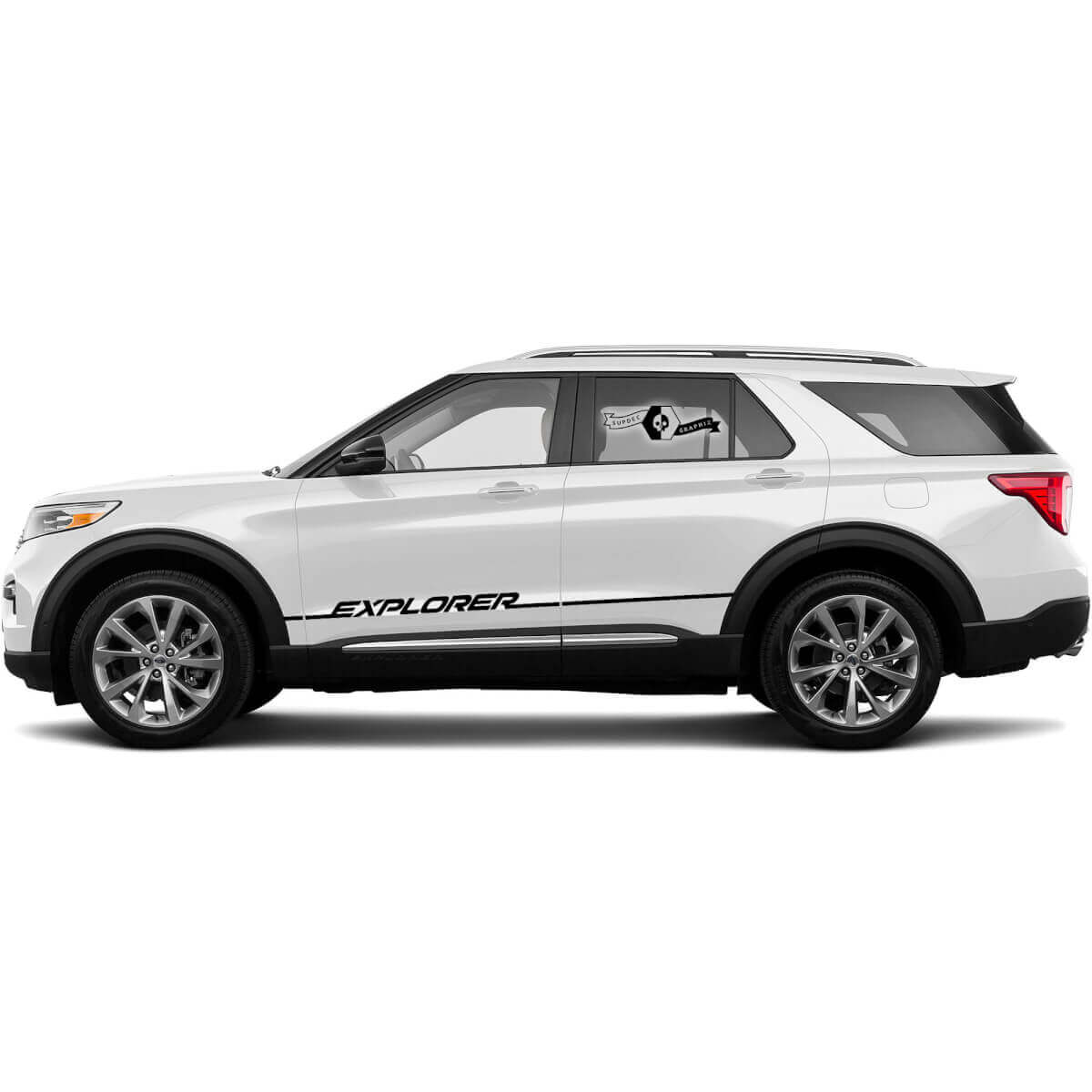 2x Adesivi Nuovi Loghi Porta Ford Explorer 2021 Adesivi Laterali Grafiche in Vinile
