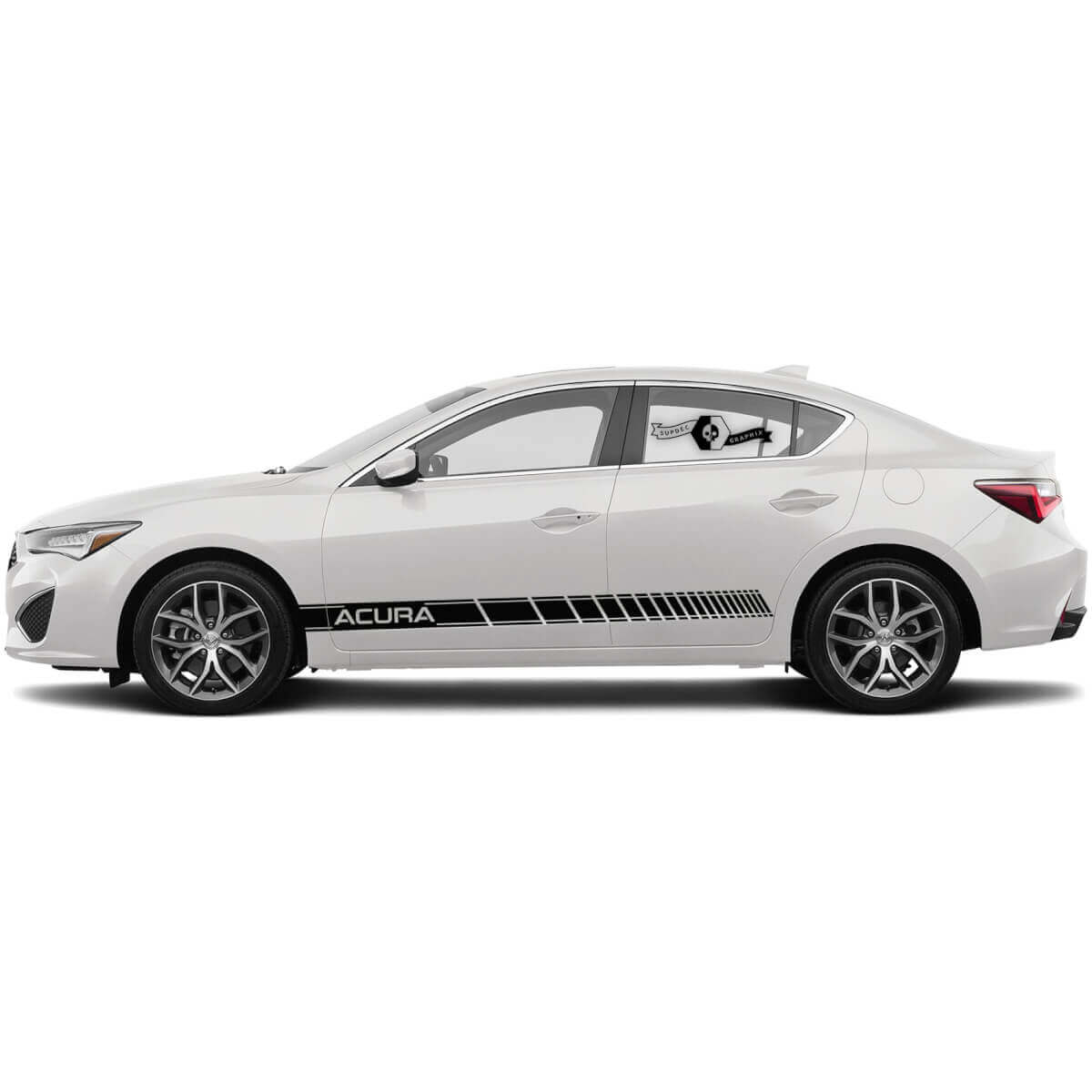 Coppia di adesivi in vinile per auto Acura TLX 2021 per porte laterali con logo Acura in qualsiasi colore.
