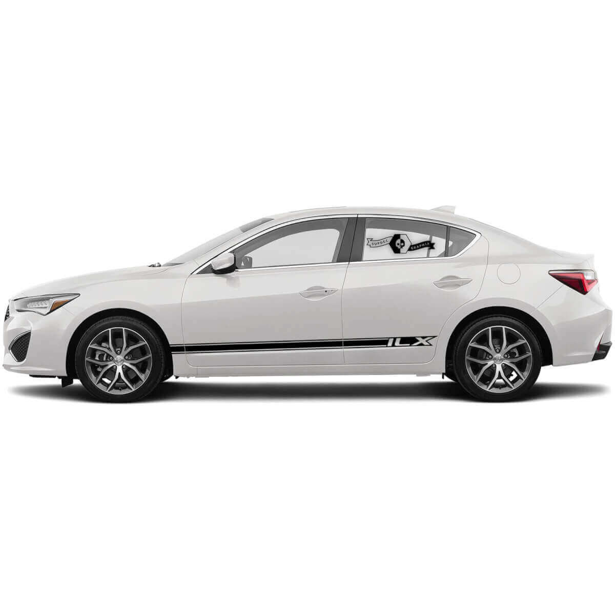 Coppia di strisce porta Acura ILX adesivi in vinile per pannelli laterali.
