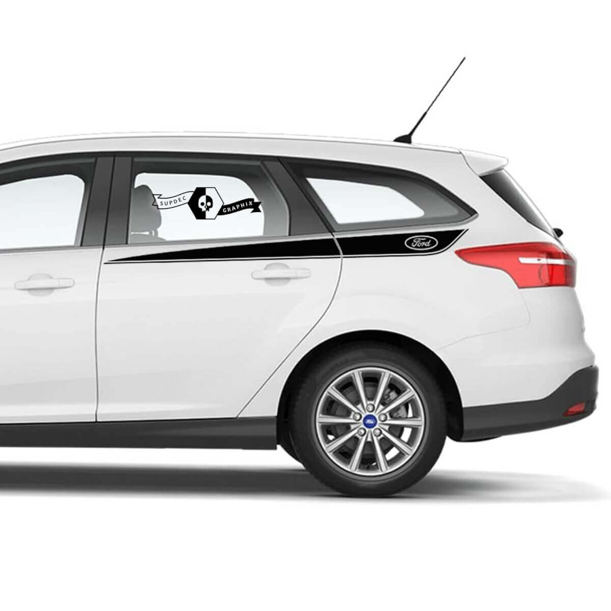 Coppia adesivi in vinile per strisce decorative con logo Ford Focus per parafango e portiera Ford Focus 2021+
