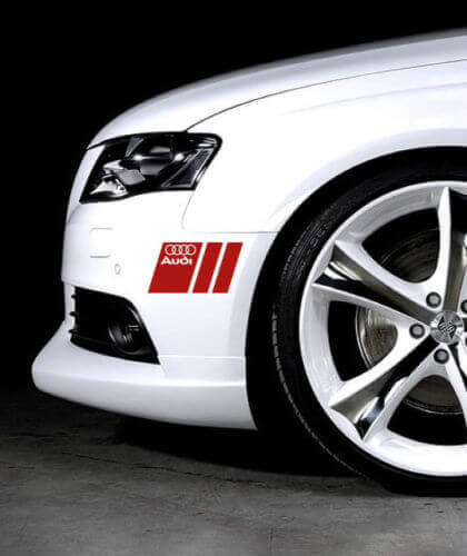 Set di Adesivi in Vinile Stile Racing con Strisce Laterali Brandizzate per Auto Audi