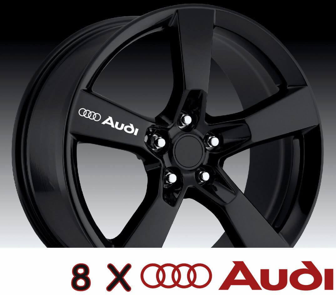 8 X AUDI Ruote Maniglia per porta Decalcomanie Adesivi Grafica Vinile