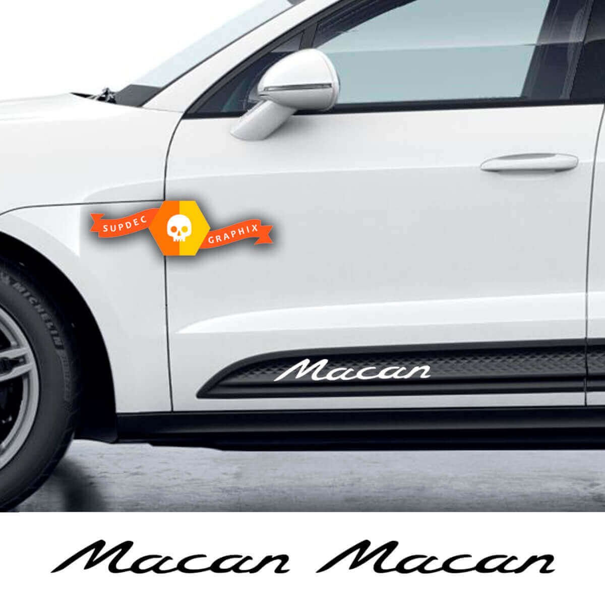 Coppia di Decalcomanie in Vinile per Porta Laterale Porsche Macan