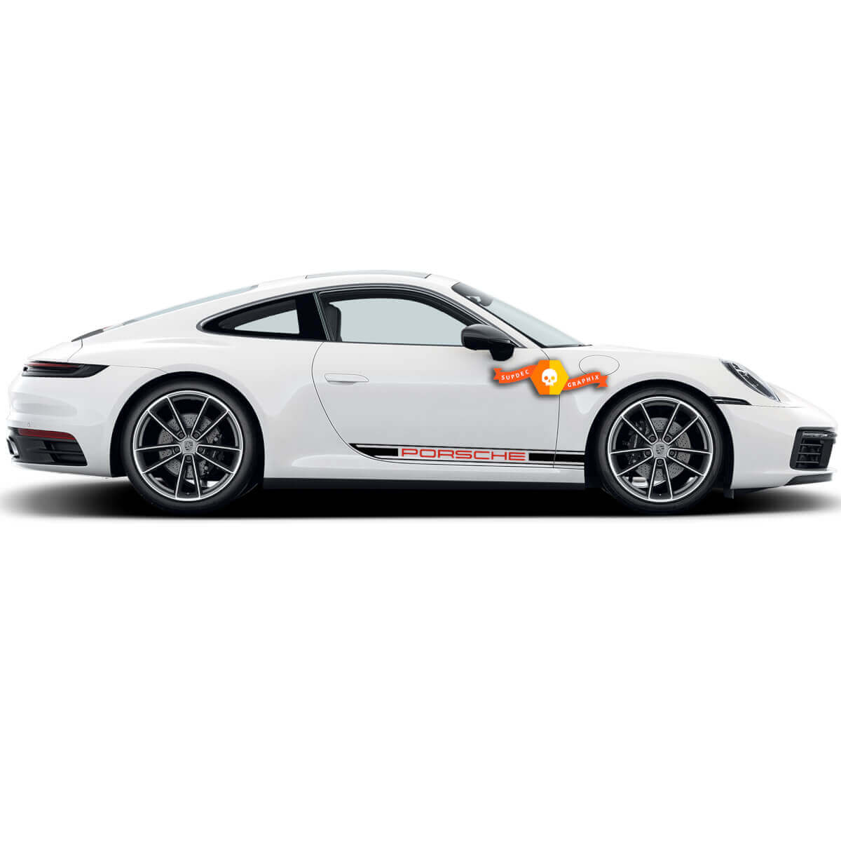 Kit adesivi laterali Porsche 911 992 Turbo S, strisce per pannelli laterali e porte
