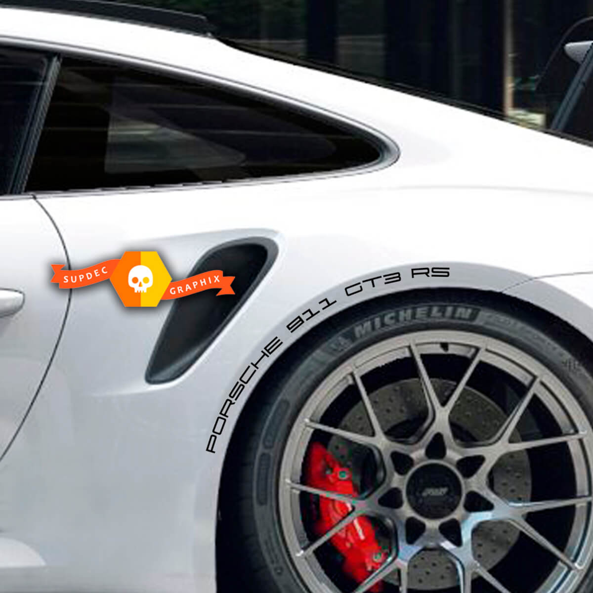 2 Porsche 911 Carrera GT3 RS Kit adesivi per decalcomanie laterali per passaruota

