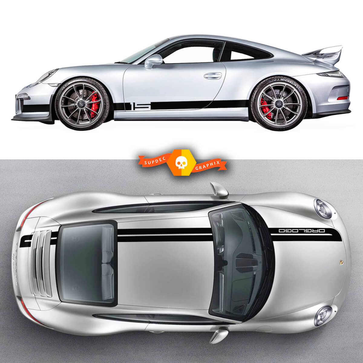 2 Porsche Sport Cup Edition Edition Stripes Racing Stripes Carrera Roof Stripes Doors Kit Decal Sticker