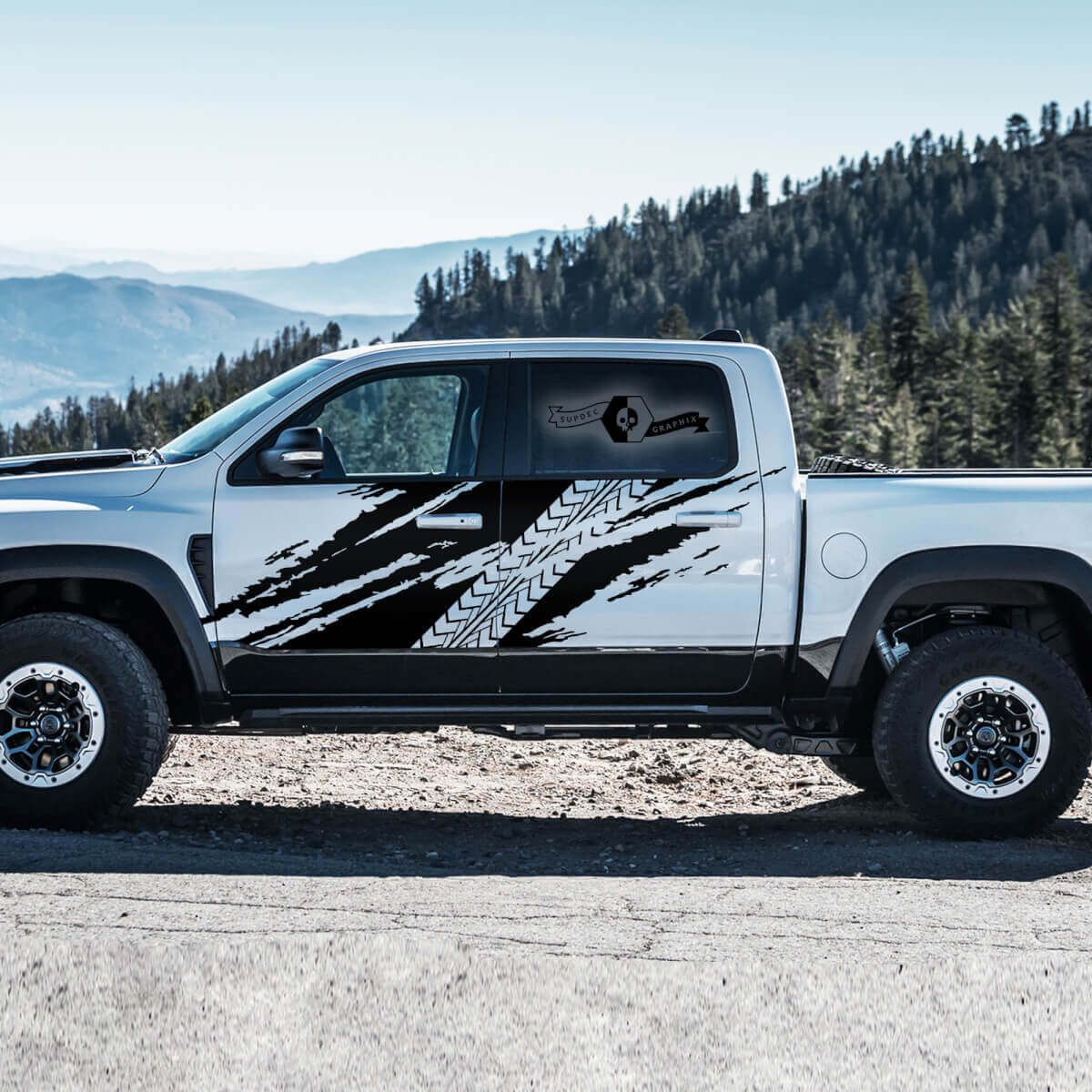 Adesivo Vinile per Porte con Traccia Pneumatici da Fango per Dodge Ram 1500 TRX