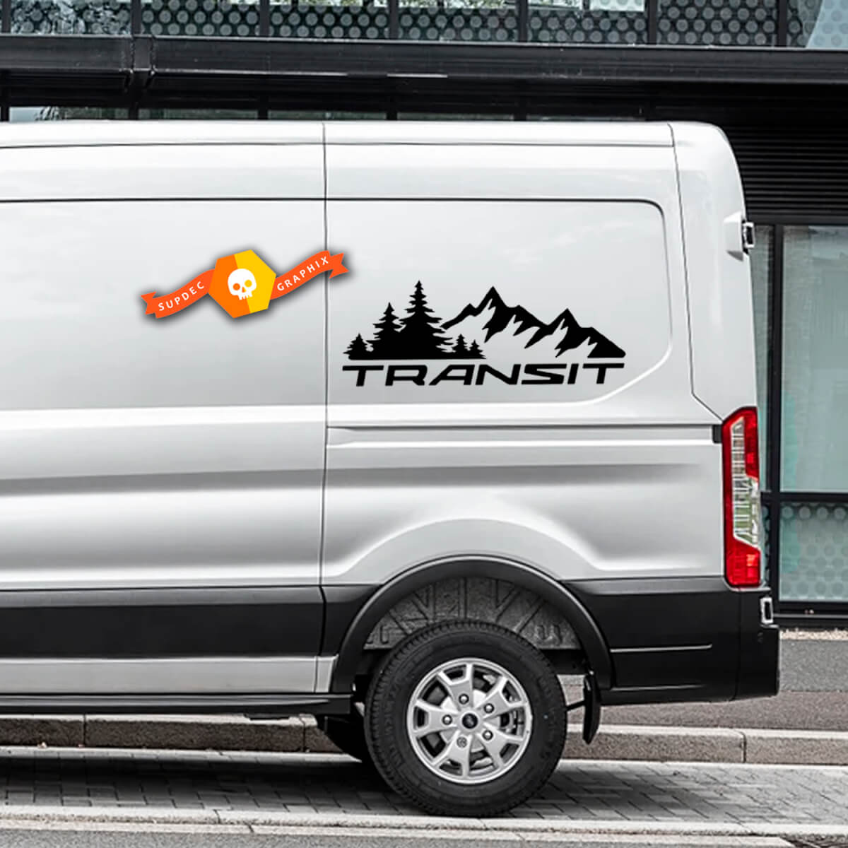 2023 FORD TRANSIT-TRAIL Mountain Forest Logo TRANSIT decalcomanie in vinile di qualsiasi dimensione si adatta a Nissan, Toyota, Chevy, GMC, Dodge, Ford

