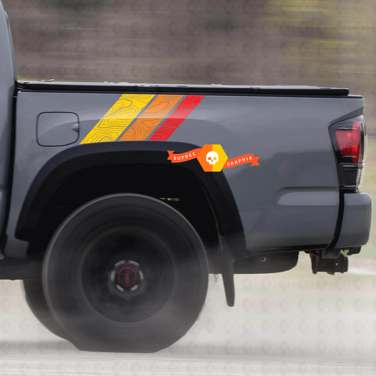 Adesivi Vinilici a Strisce Laterali Topografiche in Stile Vintage per Toyota Tundra