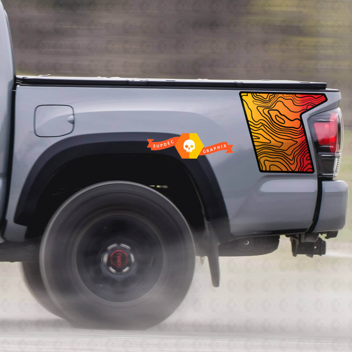 Coppia Toyota TRD lato letto Contour Map modello adesivo decalcomania grafica
