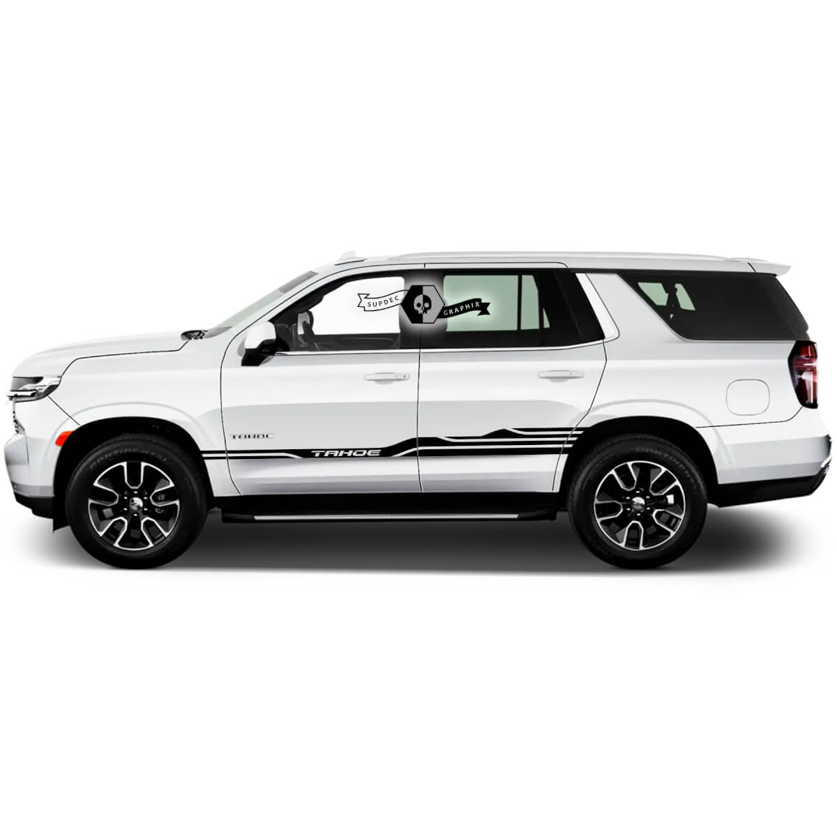 2X 2020 Nuova grafica Chevrolet Tahoe Doors Stripe Mountains Logo Car Racing Adesivo in vinile
