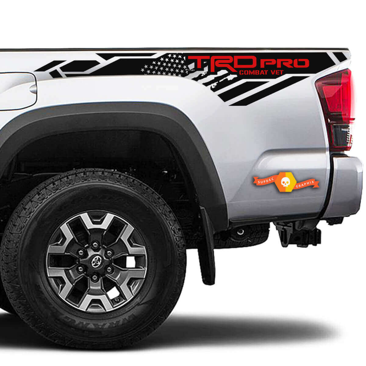 Adesivo in Vinile con Bandiera USA TRD Pro per il Parapetto del Cassone Toyota Tacoma