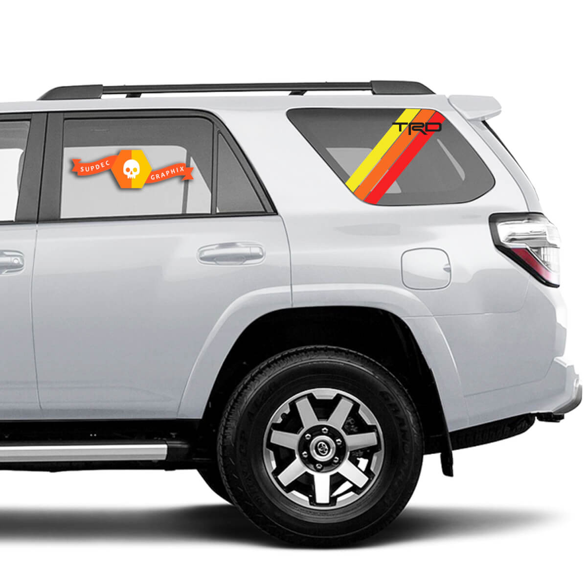 Coppia di 2010-2023 Toyota 4Runner Retro PRECUT Window Racing Stripes TRD Stripes Side Vinyl Decals Adesivi - Giallo Arancione Rosso
