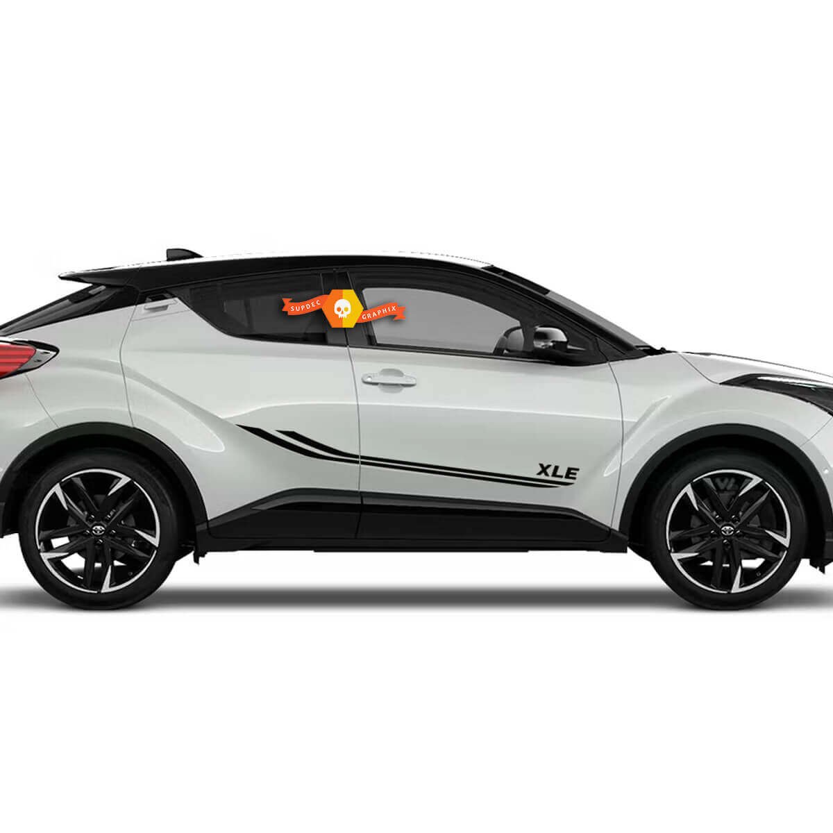 Coppia Toyota C-HR Hybrid Sport XLE Side Doors Vinyl Decal Sticker Graphics Kit

