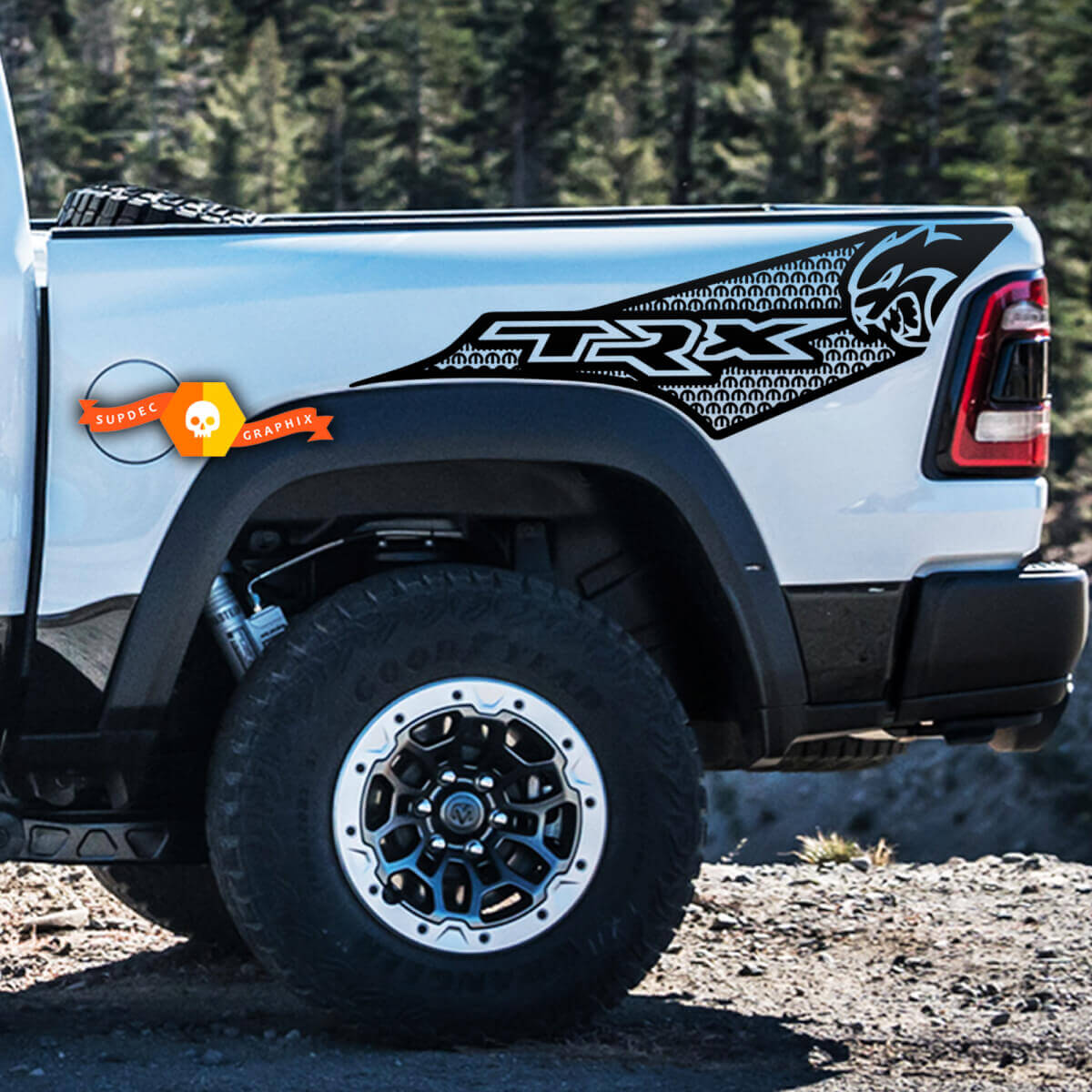 Kit di Adesivi in Vinile Laterali Posteriori TRX Hellcat per Dodge Ram TRX 2021+