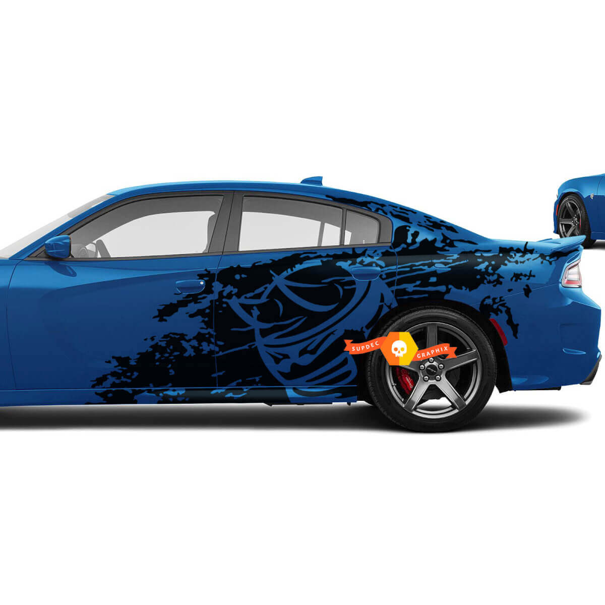 Kit Adesivi Vinile con Grafica Ape Cornuta per Cofano e Laterale per Dodge Challenger Charger