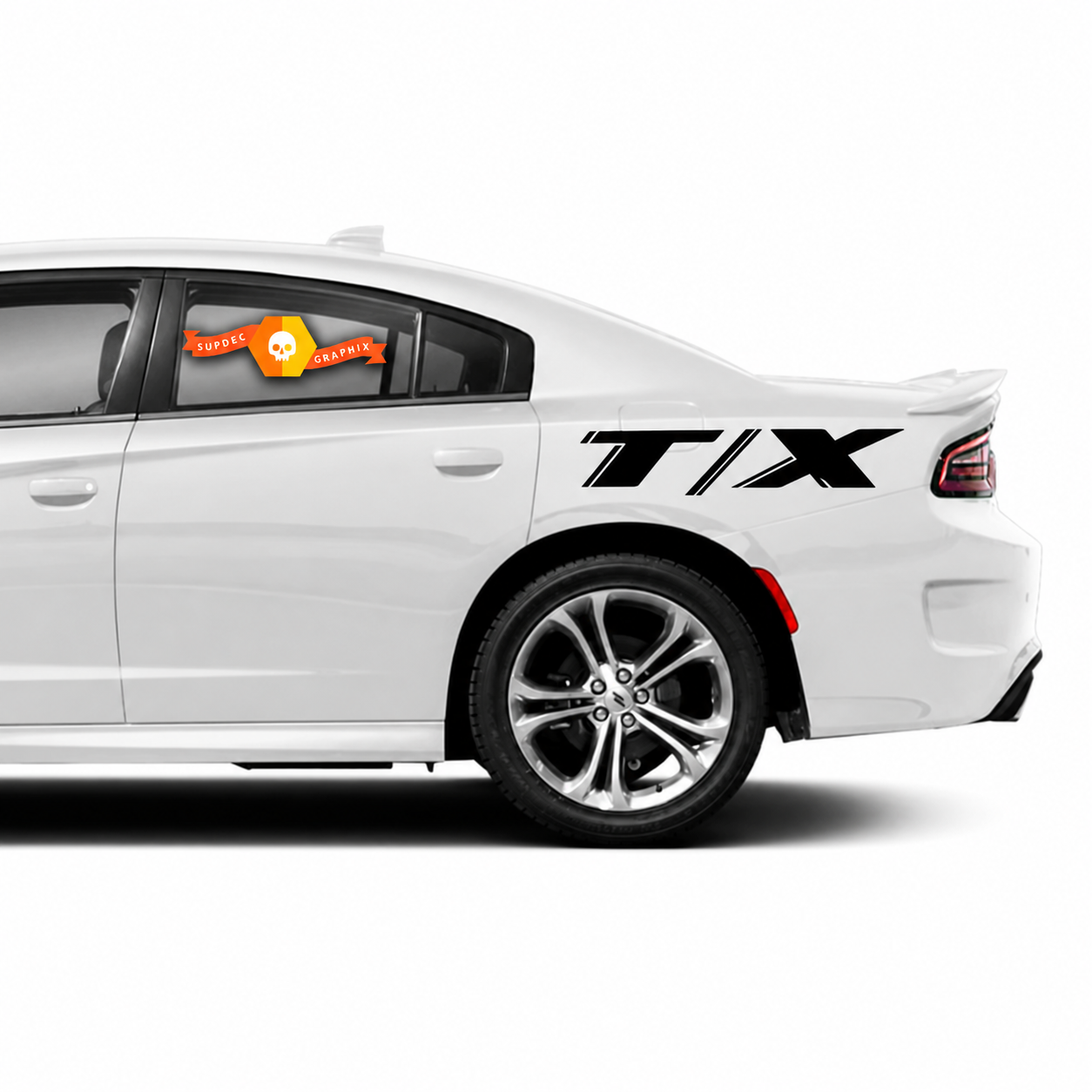 T/X Solid Quarter Lettering Pair Parafango posteriore Adesivo in vinile per Dodge Charger