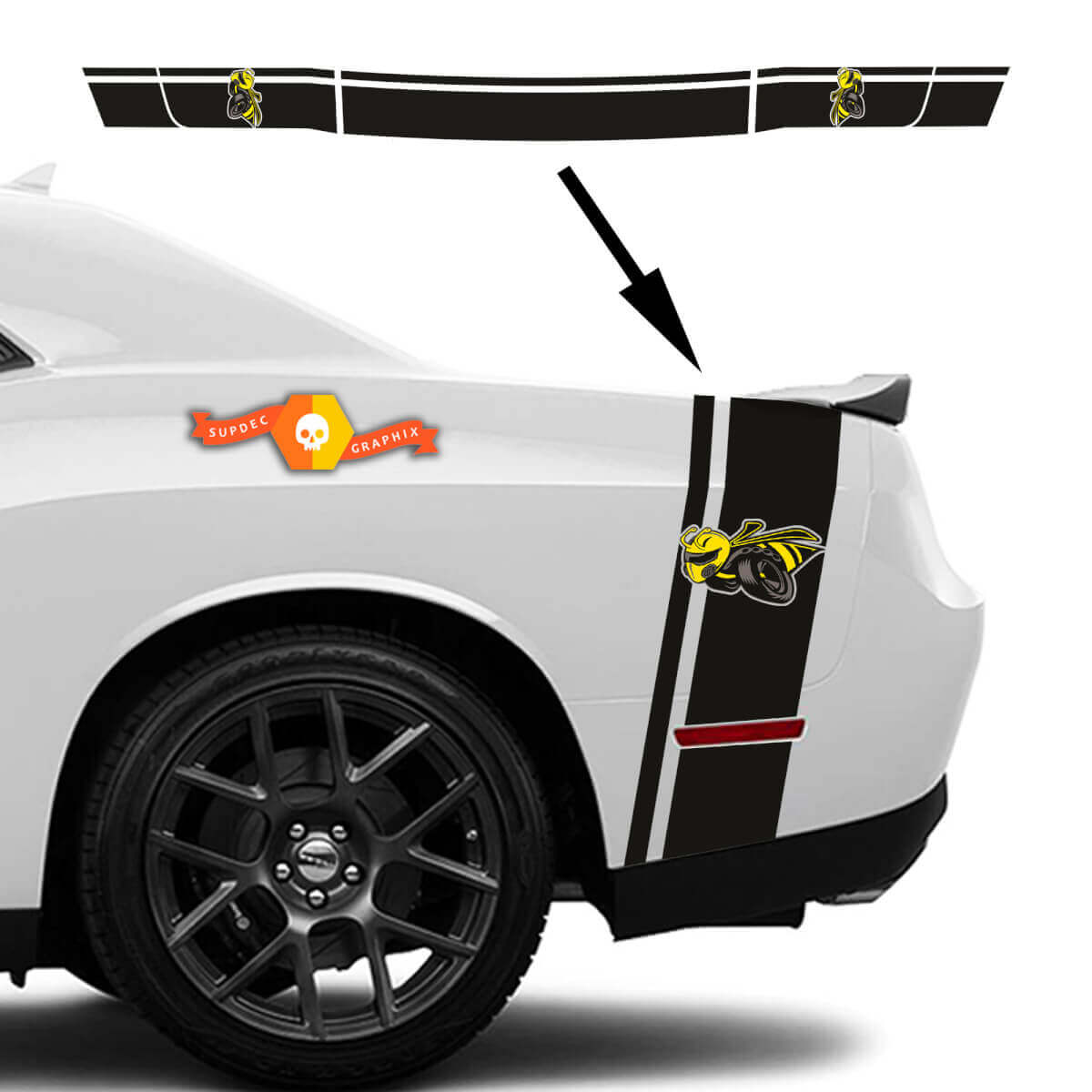Kit di decalcomanie in vinile fascia posteriore per Dodge Challenger o Charger