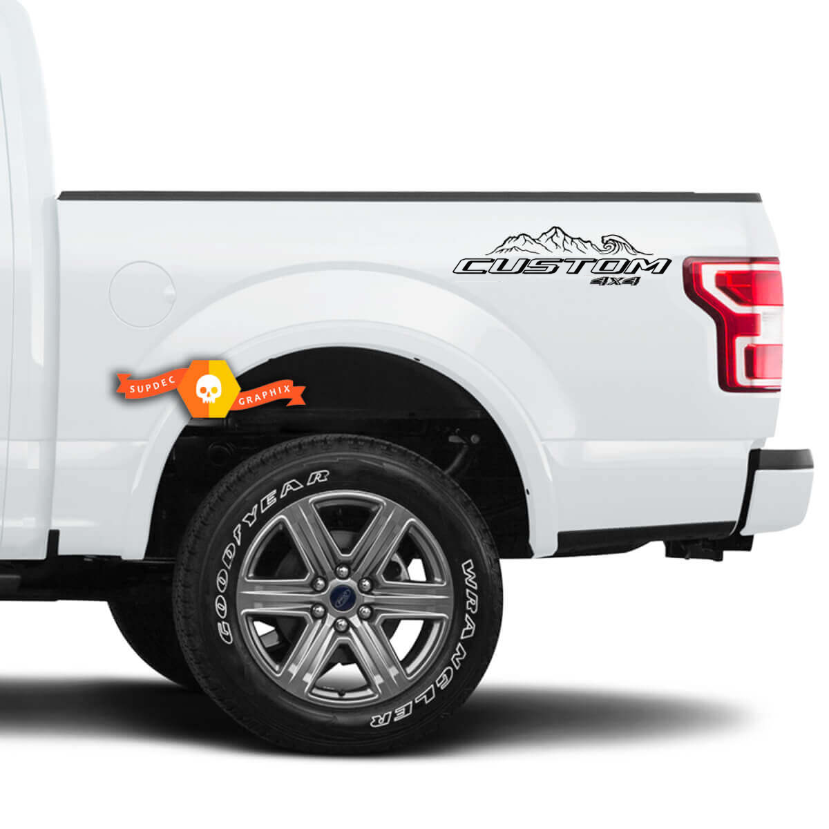 Adesivo in vinile personalizzato 4X4 Mountain Wave per fiancata, coppia per pick-up Musclecar Super Duty