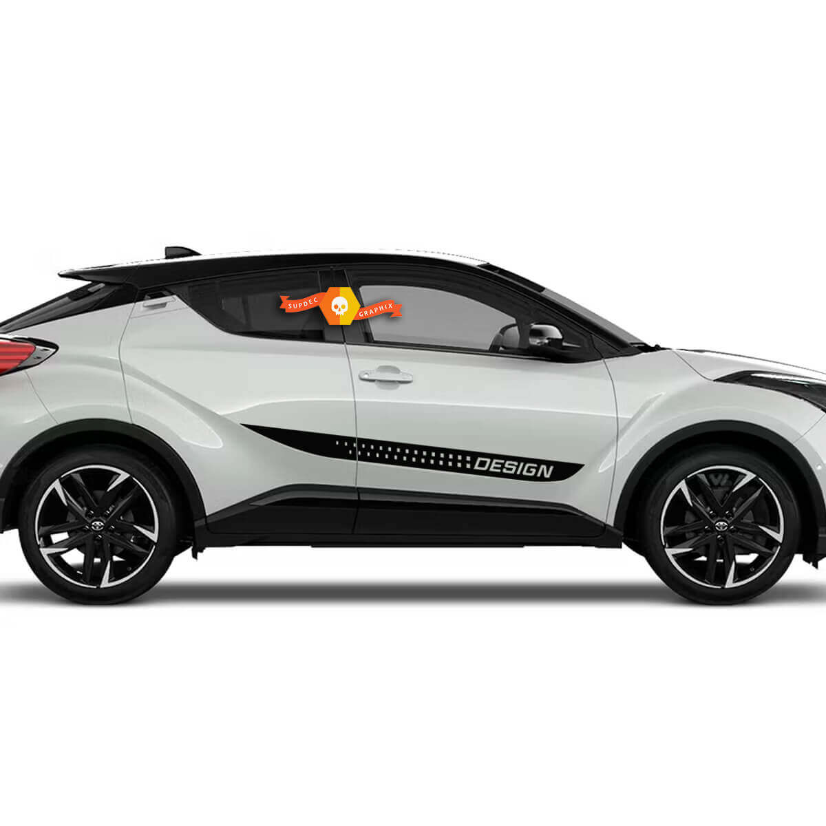 Coppia Toyota C-HR Hybrid XLE Side Doors Vinyl Decal Sticker Graphics - Testo personalizzato
