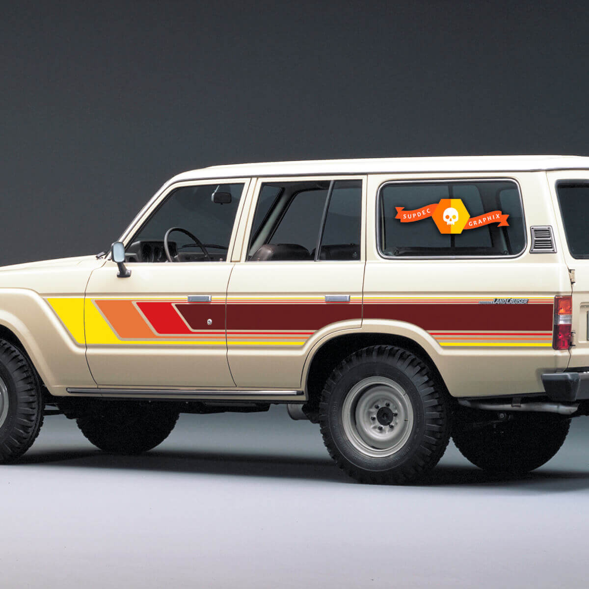 Kit di Adesivi in Vinile Vintage per Strisce Laterali per Toyota Land Cruiser Serie 60