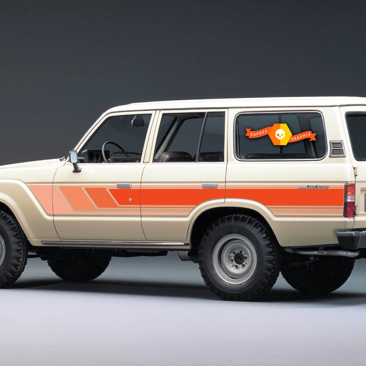 Set di Adesivi in Vinile con Strisce Laterali Retro per Toyota Land Cruiser Serie 60
