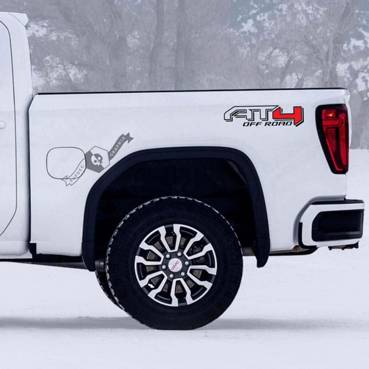 Set di decalcomanie laterali in vinile AT4 Off-Road per cassone GMC Sierra 1500