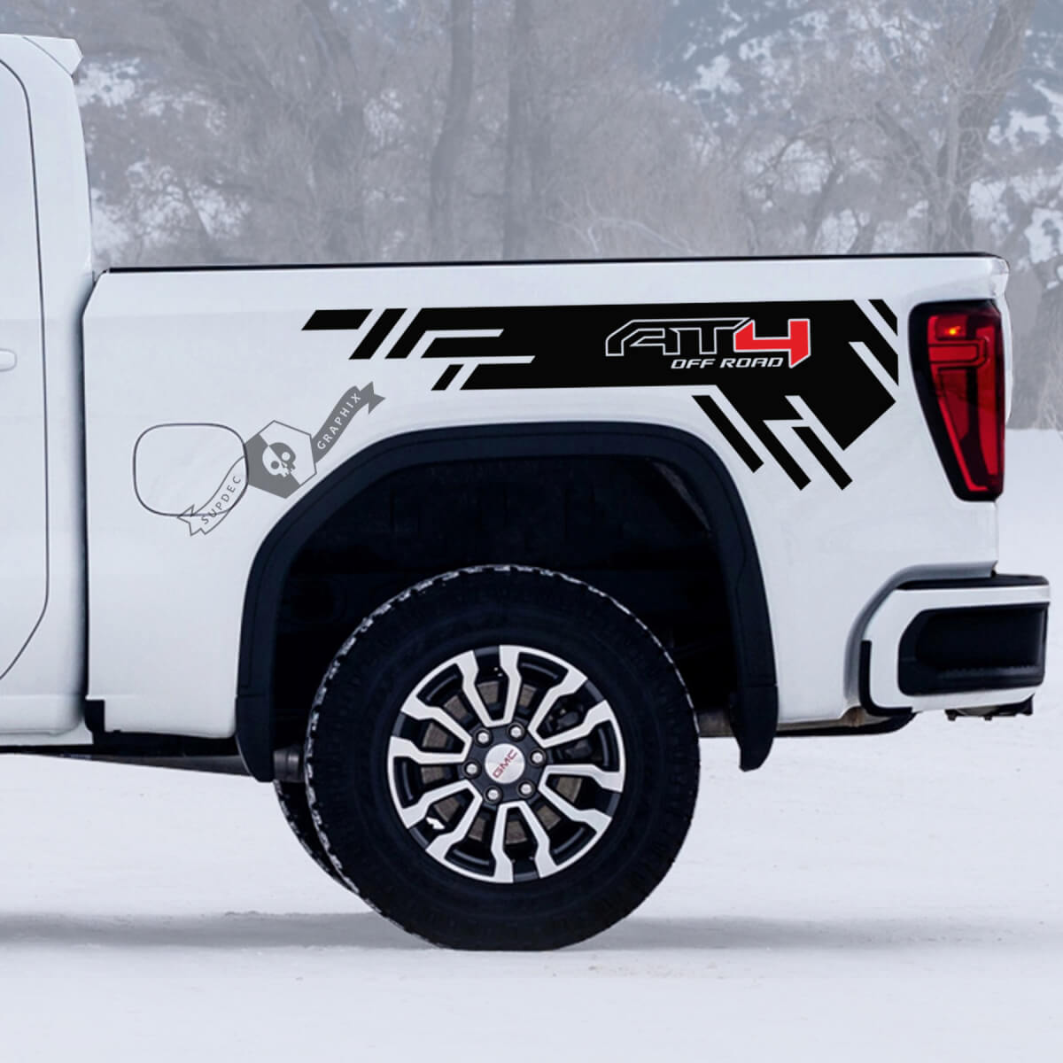 2 GMC GM Sierra 1500 AT4 Letto laterale fuoristrada 4x4 adesivi decalcomanie 2 colori