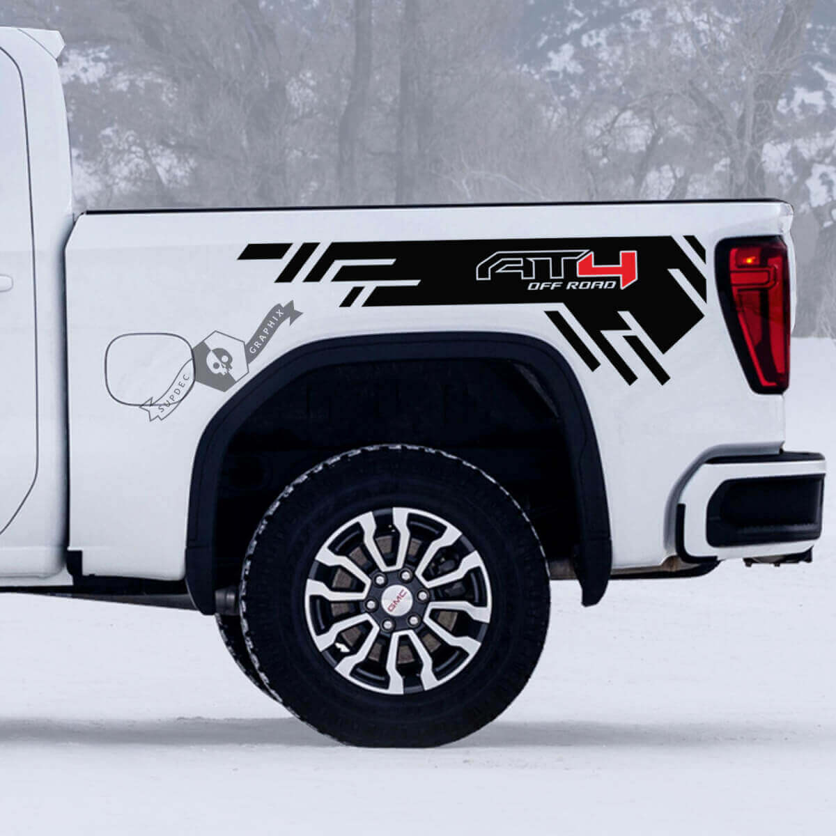 Set di Adesivi in Vinile per Fiancate Letto Off-Road AT4 per GMC Sierra 1500