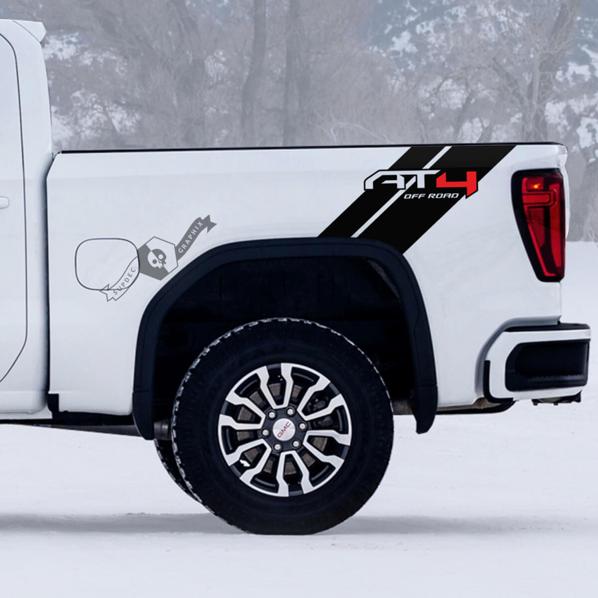 2 GMC GM Sierra 1500 AT4 Stripette laterali fuoristrada 4x4 adesivi decalcomanie 2 colori