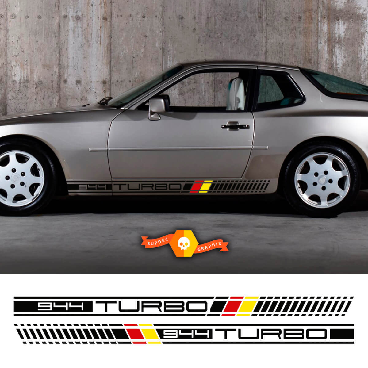 Kit adesivi in vinile strisce laterali stile tedesco 944 Turbo per Porsche 944