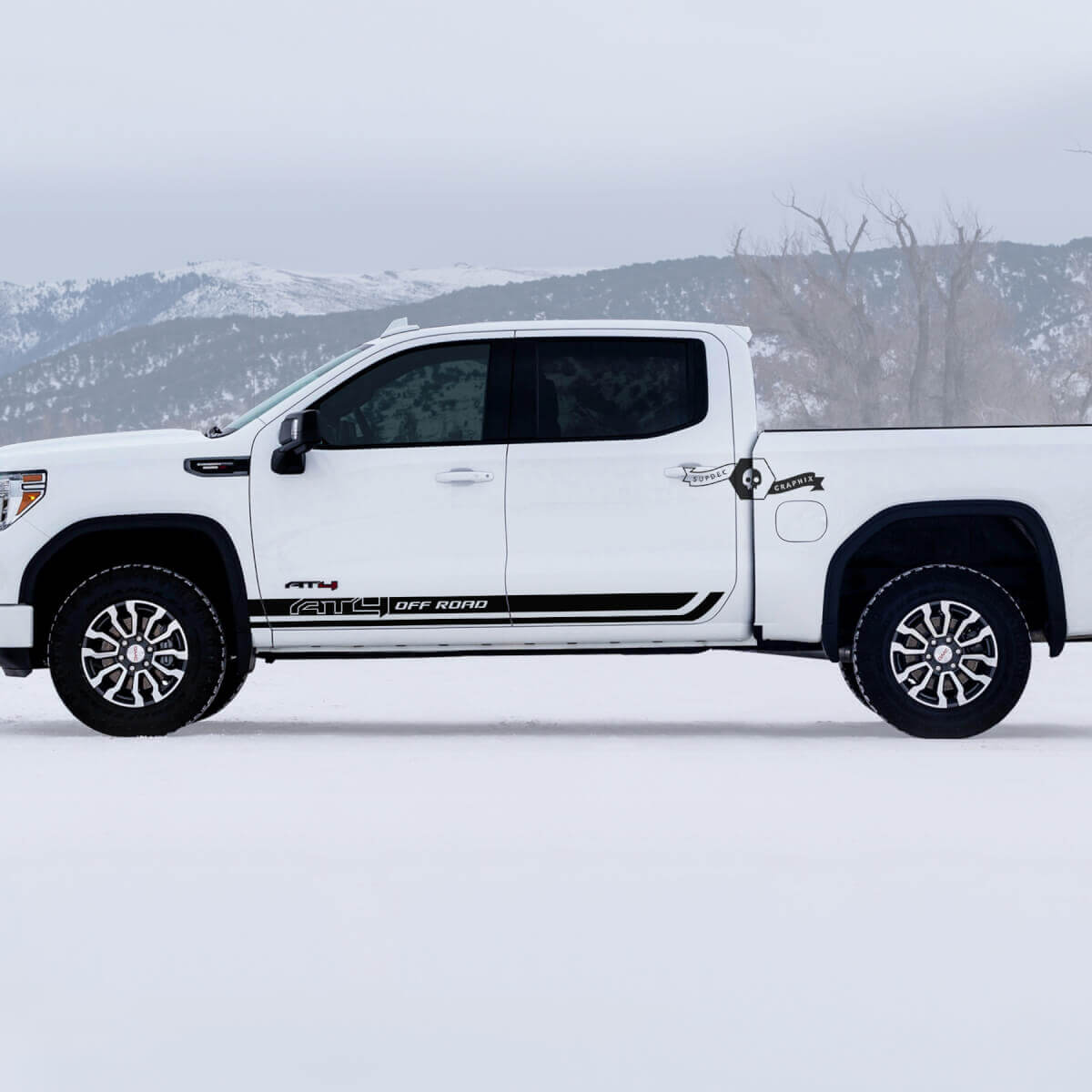 Coppia di strisce sottoporta per porte GMC GM Sierra 1500 AT4 Off-Road Lati Pianale Danneggiato Decalcomanie Adesivi 2