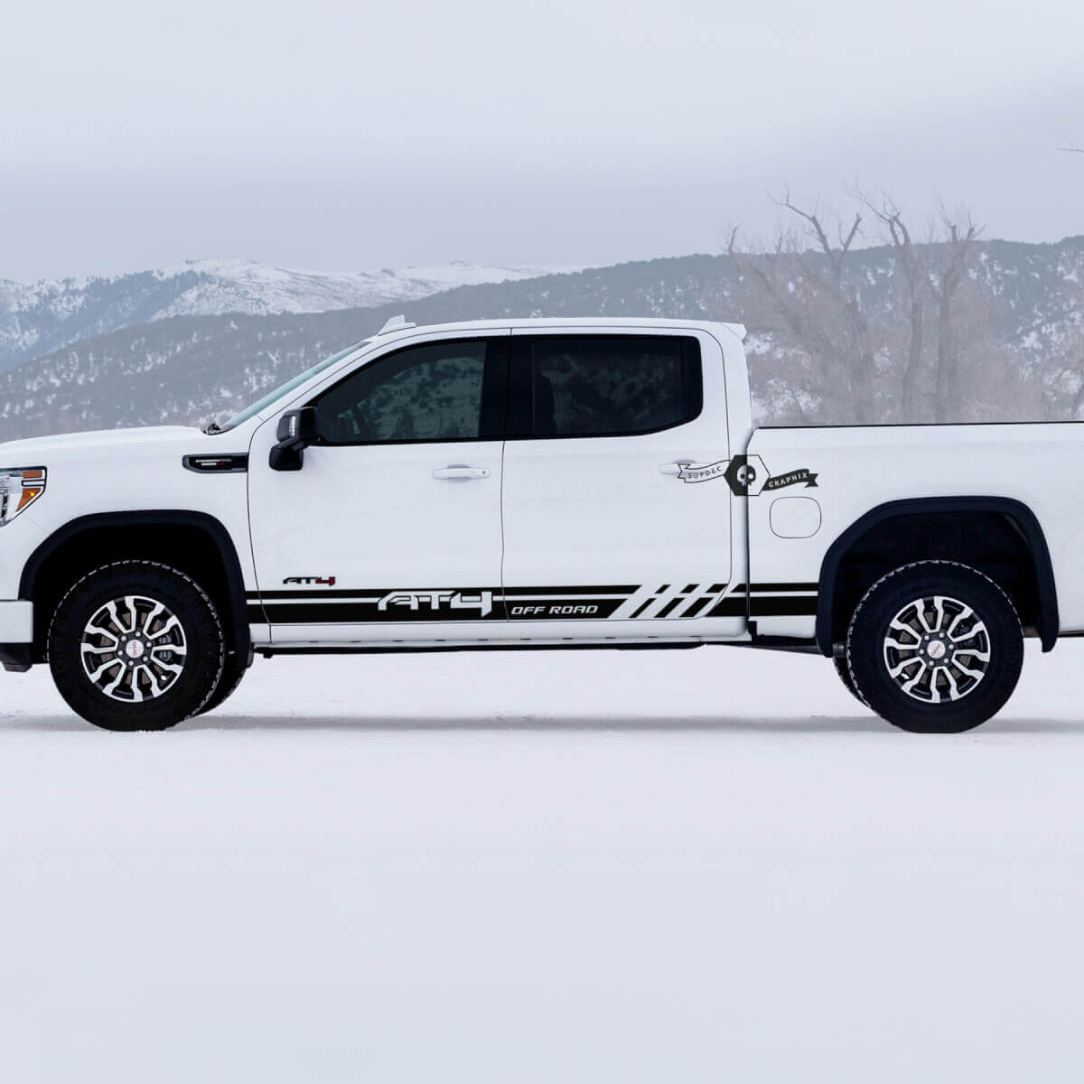 2 Nuove strisce del pannello laterale delle porte GMC GM Sierra 1500 AT4 Off-Road Side Bed Destroyed Decals Stickers
