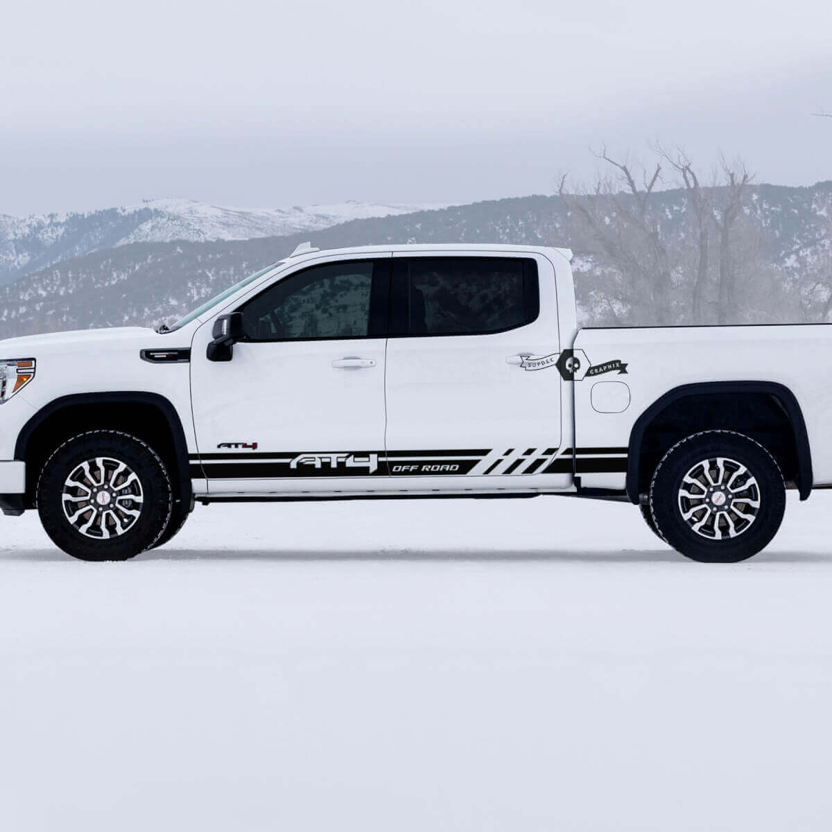 Kit adesivi in vinile strisce laterali AT4 Off Road per GMC Sierra 1500