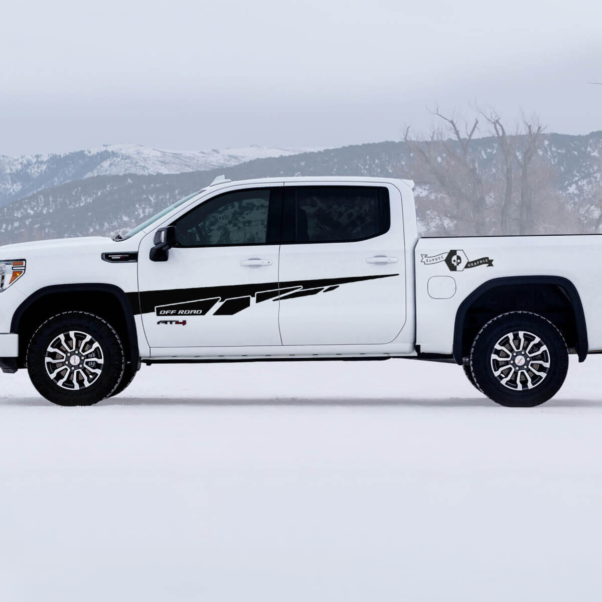 2 Nuovi parafanghi portiere GMC GM Sierra 1500 AT4 Splash Off-Road laterali letto distrutti Decalcomanie Adesivi
