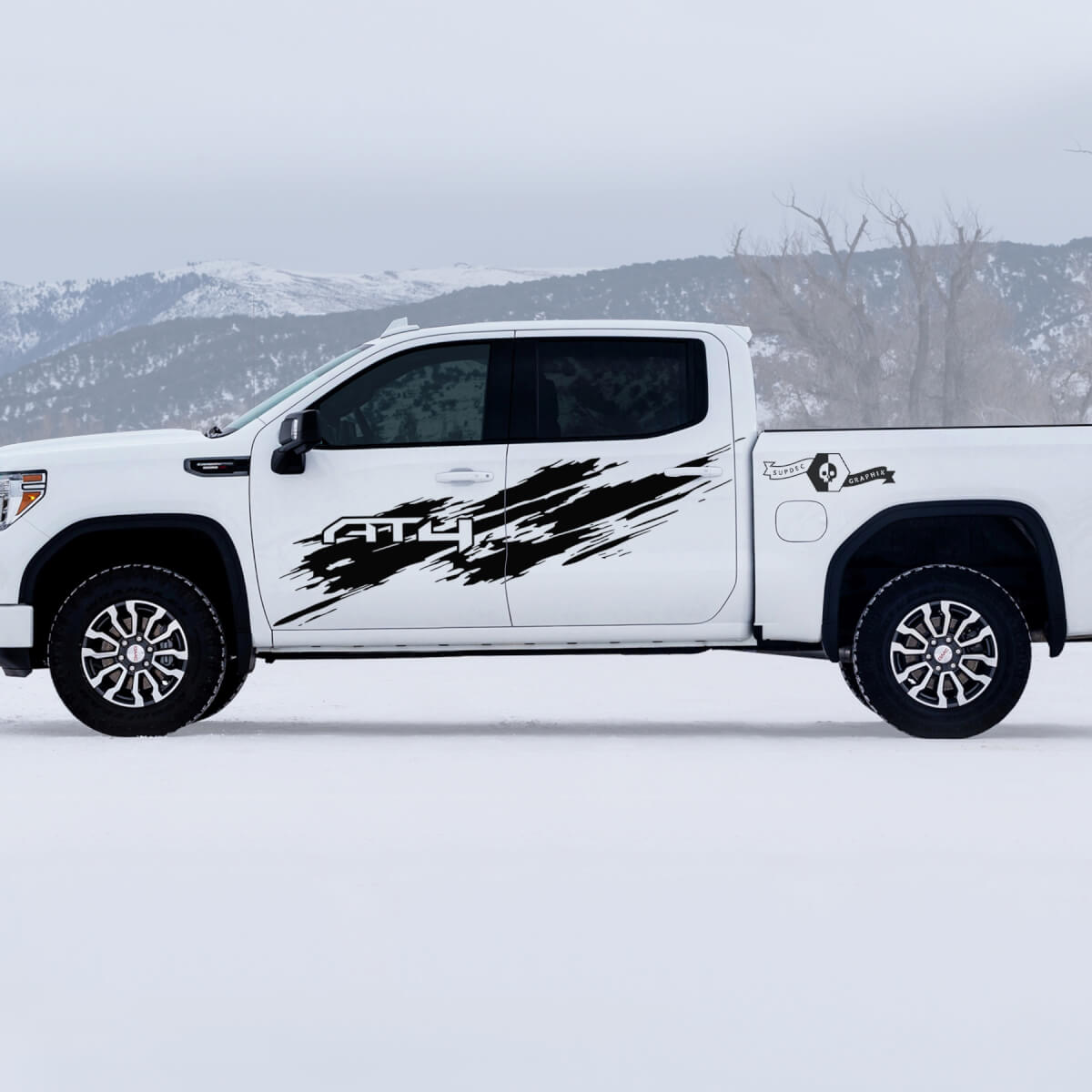 2 nuovi GMC GM Sierra 1500 AT4 porte Splash Grange fuoristrada letto laterale distrutto decalcomanie adesivi
