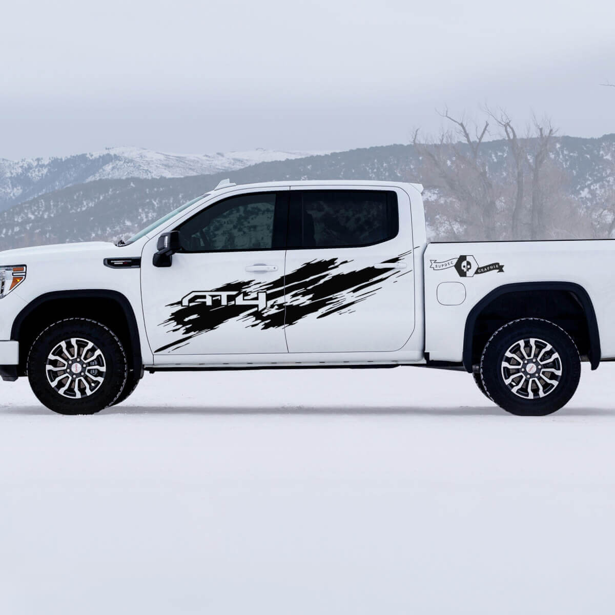 2 Nuove Porte Splash Grange Off-Road Laterali Letto Decals Adesivi GMC GM Sierra 1500 AT4
